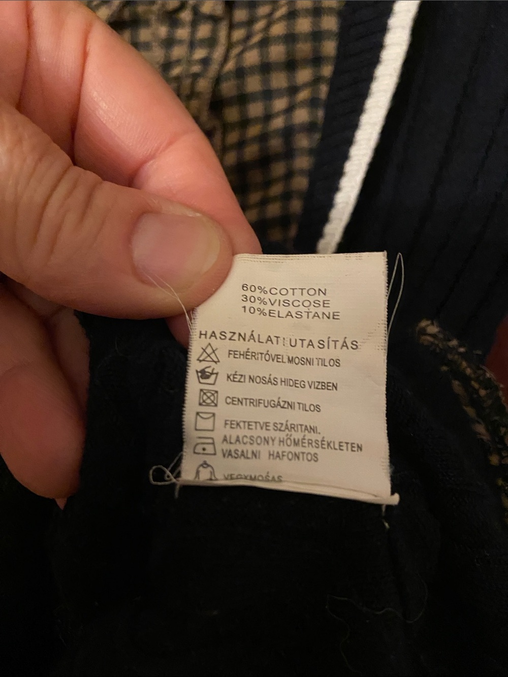 Black Knit Cardigan with Brown Check Bodice - Picture 3 of 4